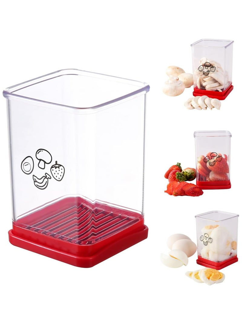 Oasisgalore - Fruit Slicer, Egg Slicing Cup, Multifunctional Stainless Steel Fruit and Vegetable Slicer Portable Egg Slicing Tool Suitable for Making Strawberry Banana Fruit and Vegetable Salad Platter - Image 1