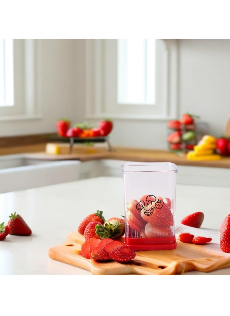 Oasisgalore - Fruit Slicer, Egg Slicing Cup, Multifunctional Stainless Steel Fruit and Vegetable Slicer Portable Egg Slicing Tool Suitable for Making Strawberry Banana Fruit and Vegetable Salad Platter - Image 1