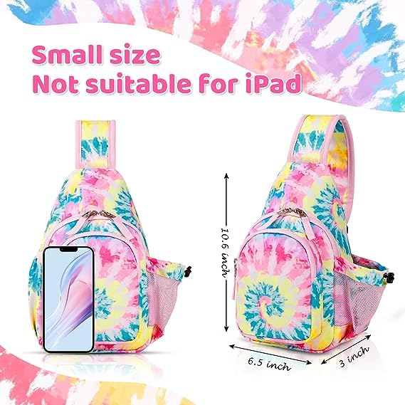 Choco Mocha Girls Sling Bags Kids Crossbody Bag for Girls Kids Sling Bags Ages 8-12 Girl Purse Christmas Purses Gifts, Tie Dye-Rainbow - Image 3