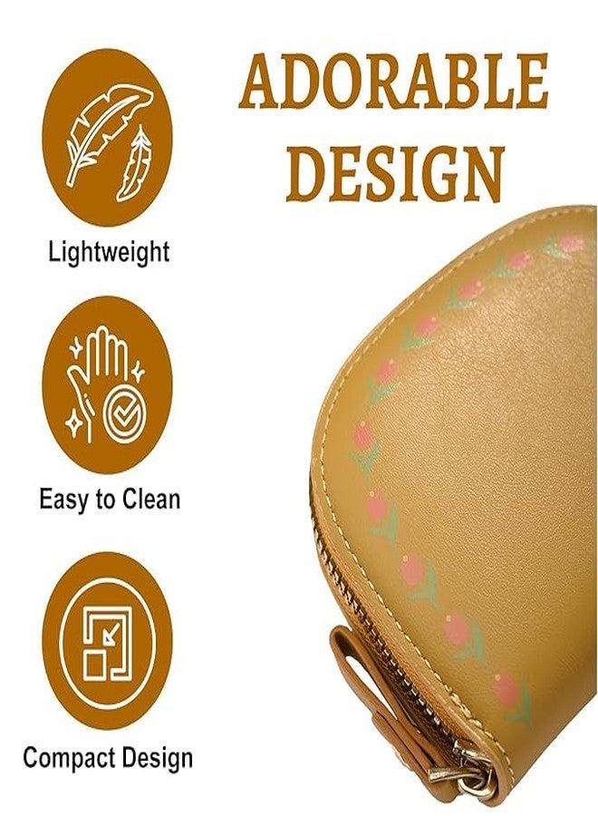 Kuber Industries Floral Vine Print PU Batua Purse, Cash & Coin Pocket Wallet for Women with Zip | Portable Cute Mini Wallet for Girls | Hand Wallet for College Girls | KS-4, Mustard - Image 4