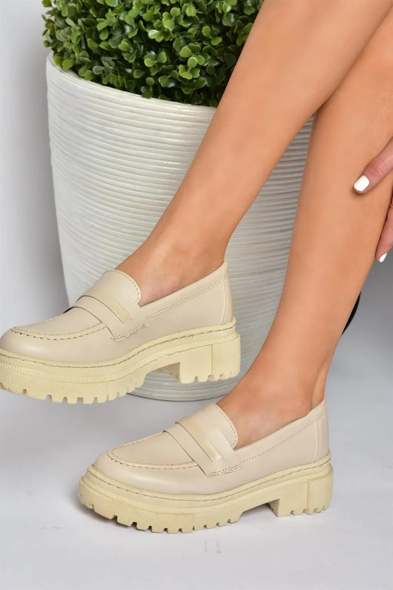 فوكس شوز P6520345009 Beige Thick Soled Casual Women's Shoes
