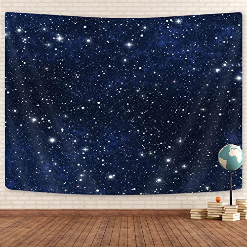 GOAOK Outer Space Galaxy Tapestry, Dark Blue Starry Night Sky Stars Moon Ceiling Tapestries, 60"X40"Inch Fantasy Cosmic Universe Celestial Small Tapestry Wall Hanging for Bedroom Room Dorm - Image 1