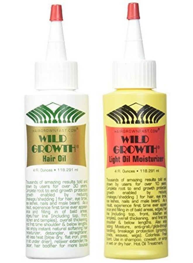 Wild Growth Set (Hair Oil 4 Oz + Light Oil Moisturizer 4 Oz) - Image 1