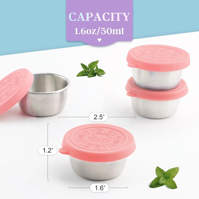 Qukaka 6x1.6 Oz Salad Dressing Containers With Lids, Small Leakproof Reusable Stainless Steel Salad Dressing Container To Go For Lunch Boxes,Sauce containers, Picnics,Travel Meal Prep And Kitchen Storage. - Image 2