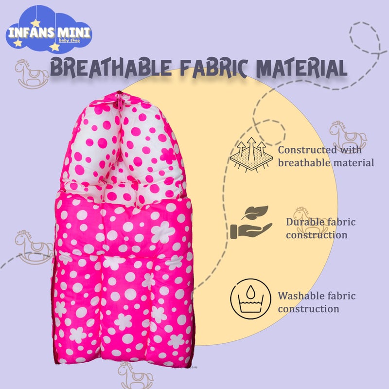 Infans Mini سرير أطفال إنفانس ميني كلوفر ميغا 3 في 1 سرير قطن للأطفال وحقيبة نوم مطبوعة - سرير أطفال - محمول للأطفال للذكور والإناث سهل الحمل، خفيف الوزن لحمل الأطفال حديثي الولادة من 4-8 أشهر (وردي) - Image 5