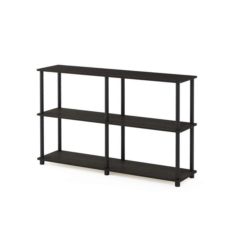 Furinno TurnNTube 3Tier Double Size Storage Display Rack EspressoBlack Plastic Pole 2 x 2