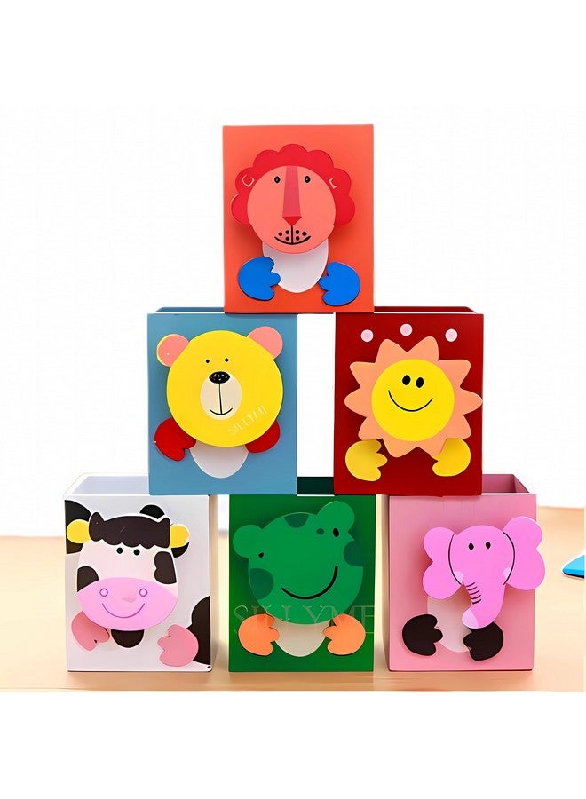 SILLYME Wooden Pencil Box Return Gifts Birthday Party for Kids - 6pcs | Birthday Return Gifts for Kids | Cute Animal Theme Stationery Placer Eco Friendly Bday Returns Gift Item in Bulk - Image 1