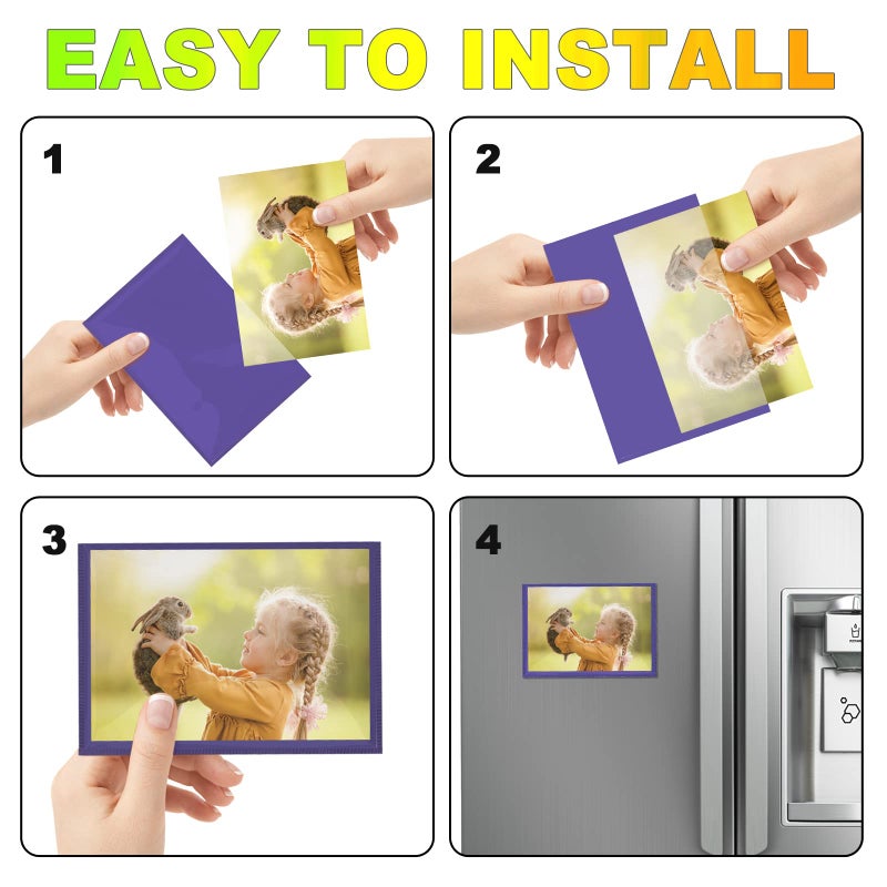 CHUNNIAO Purple Magnetic Picture Frame 4X6 for Refrigerator 10 Pack Photo Magnets Sleeves - Image 4