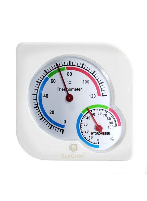 Hermit Crab Thermometer & Hygrometer For Terrariums And Reptile, Analog Gauges, Measures In Fahrenheit & Percent, White, 1 Pc Per Pack