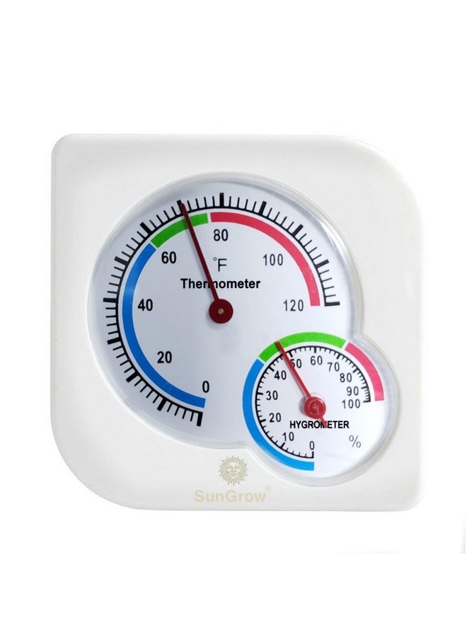 Hermit Crab Thermometer & Hygrometer For Terrariums And Reptile, Analog Gauges, Measures In Fahrenheit & Percent, White, 1 Pc Per Pack