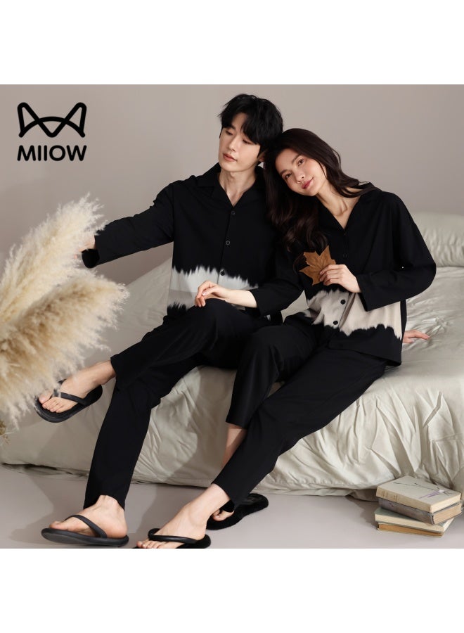 Miiow Couple's Pajamas, Men And Women Autumn Winter Pure Cotton, 2025 New Long-sleeve Cardigan, Simple Casual Plus Size Home Wear Set - Image 5