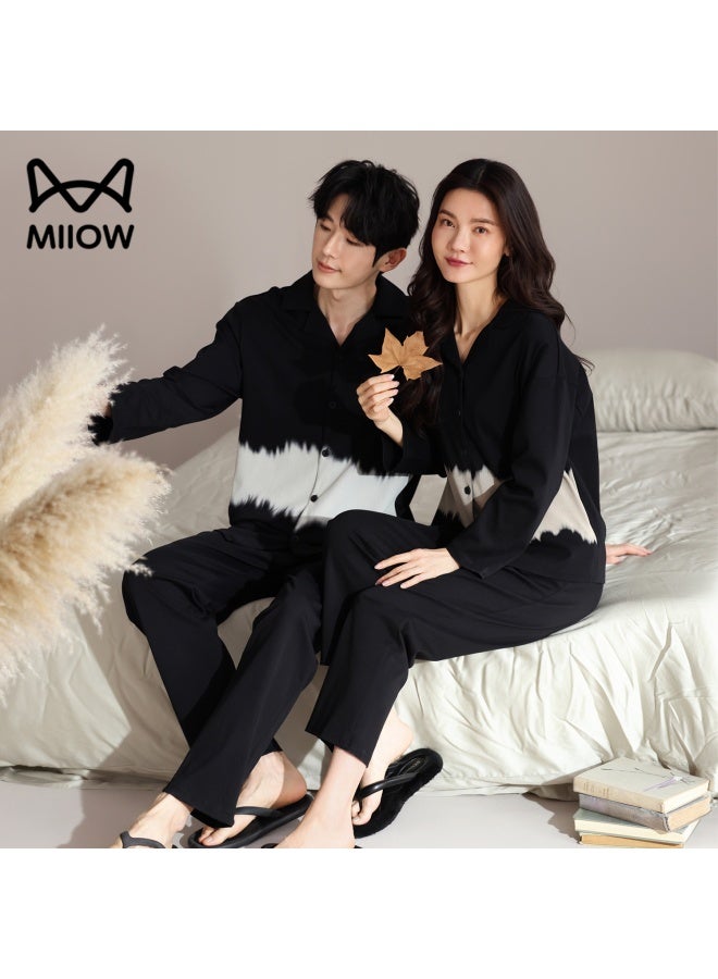 Miiow Couple's Pajamas, Men And Women Autumn Winter Pure Cotton, 2025 New Long-sleeve Cardigan, Simple Casual Plus Size Home Wear Set - Image 4