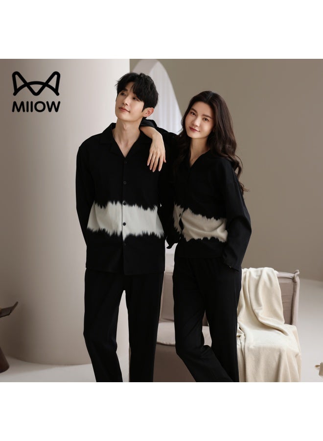 Miiow Couple's Pajamas, Men And Women Autumn Winter Pure Cotton, 2025 New Long-sleeve Cardigan, Simple Casual Plus Size Home Wear Set - Image 2