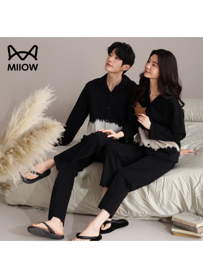 Miiow Couple's Pajamas, Men And Women Autumn Winter Pure Cotton, 2025 New Long-sleeve Cardigan, Simple Casual Plus Size Home Wear Set - Image 1