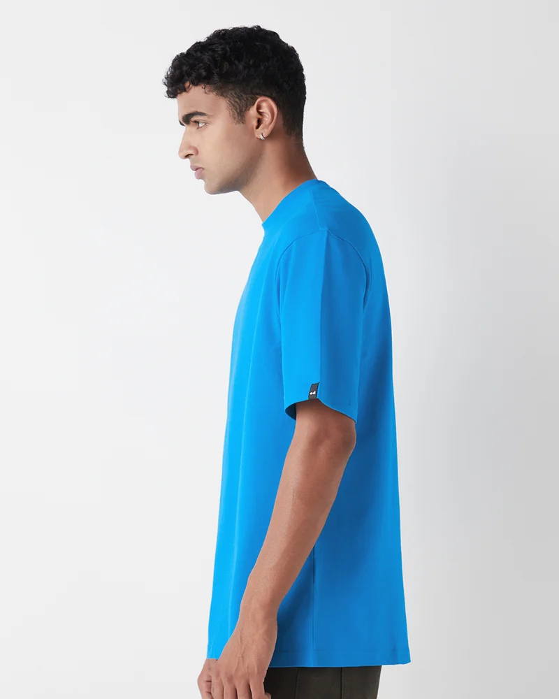 bewakoof Men's Blue Oversized T-shirt