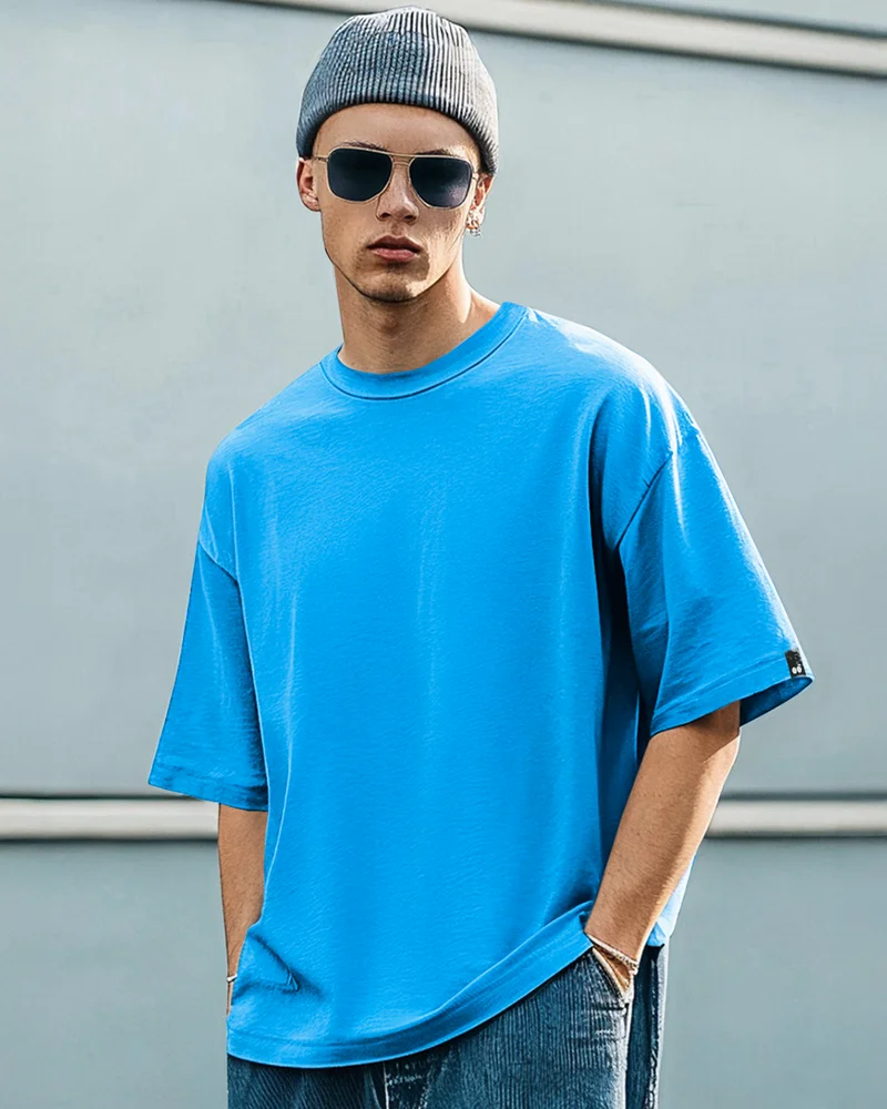 bewakoof Men's Blue Oversized T-shirt
