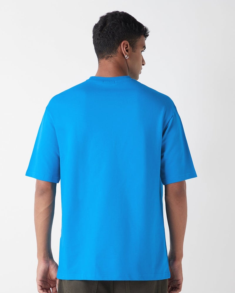 bewakoof Men's Blue Oversized T-shirt - Image 4