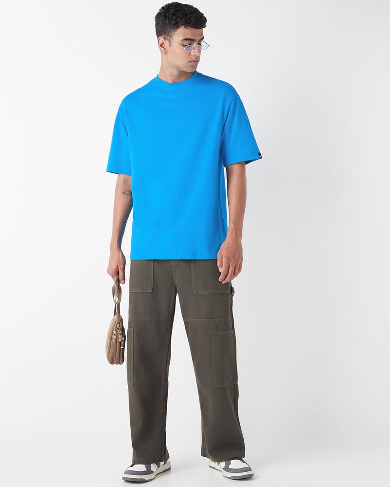 bewakoof Men's Blue Oversized T-shirt - Image 5