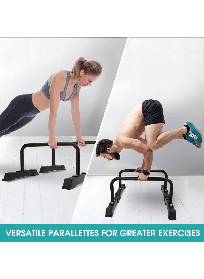 Yes4All Non-slip Steel Push Up Stand, Parallel Bars, Parallettes with Rubber Feet, Supports Calisthenics Exercises and Upper Body Strength Workouts - Black - Image 4