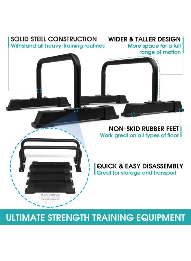 Yes4All Non-slip Steel Push Up Stand, Parallel Bars, Parallettes with Rubber Feet, Supports Calisthenics Exercises and Upper Body Strength Workouts - Black - Image 5