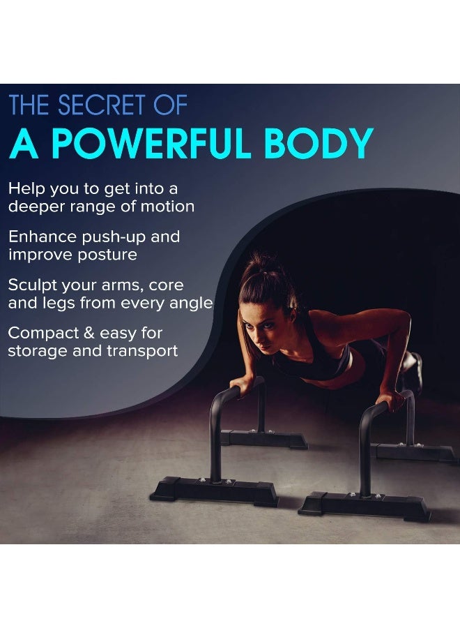 Yes4All Non-slip Steel Push Up Stand, Parallel Bars, Parallettes with Rubber Feet, Supports Calisthenics Exercises and Upper Body Strength Workouts - Black - Image 2