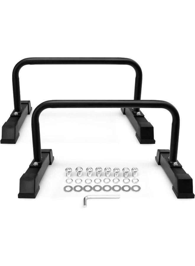 Yes4All Non-slip Steel Push Up Stand, Parallel Bars, Parallettes with Rubber Feet, Supports Calisthenics Exercises and Upper Body Strength Workouts - Black - Image 1