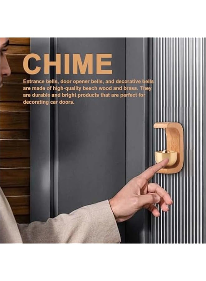 Door Chime for Entrance 【2PCS】 Magnetic Brass Doorbell | Handmade Wooden Doorbell Shopkeepers Bell for Door Opening | Wooden Magnetic Door Bell Chime for Entrance | Welcome Doorbell, 1 - Image 3