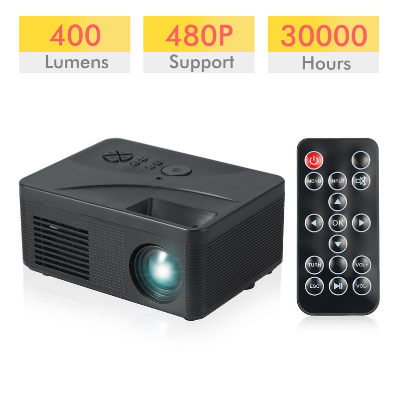 LCD LED Projector 400 Lumens Mini Portable Video Projector with Built-in Speaker Support HD / AV / USB / Audio 3.5mm Interface for Home Theater Entertainment - Image 5