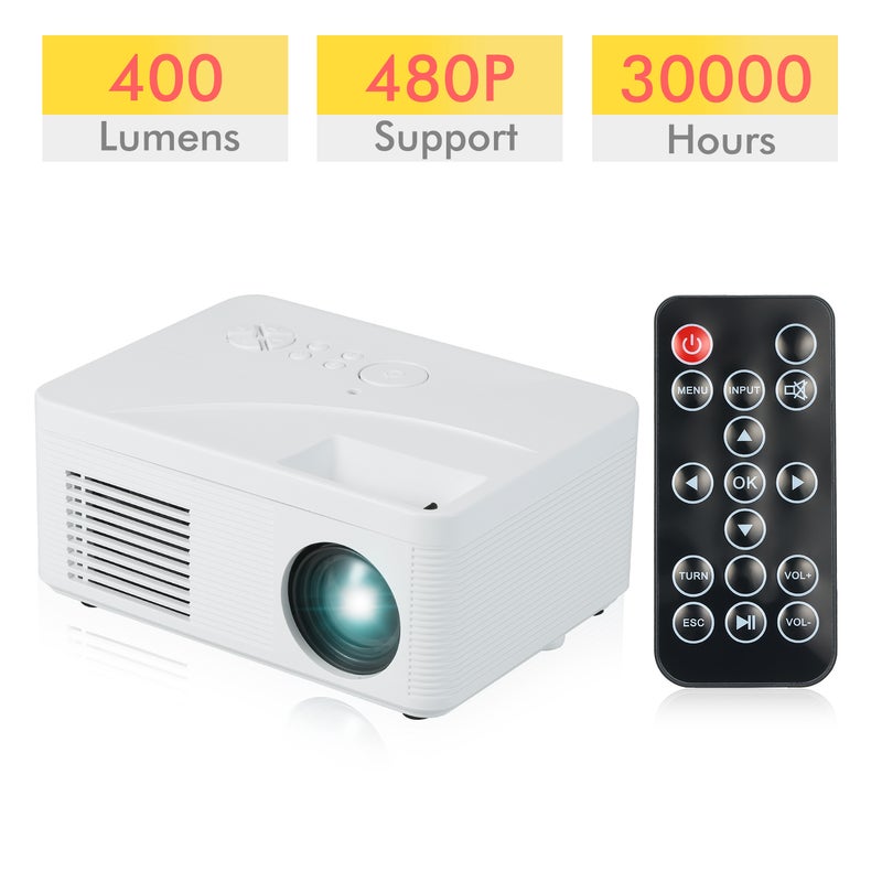LCD LED Projector 400 Lumens Mini Portable Video Projector with Built-in Speaker Support HD / AV / USB / Audio 3.5mm Interface for Home Theater Entertainment - Image 4