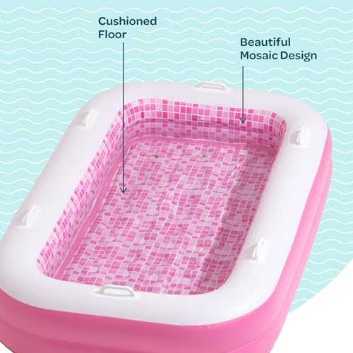 GRIP A POOL 2-in-1 Inflatable Kiddie Pool, 65"x39"x10" (5'5") Soft Cushioned Floor, Handles, Drain, Shallow Rectangular Blowup Swimming Pool for Kids Age 2+ Toddler Ball Pit, Small Adult Backyard Tanning Pool - Image 5