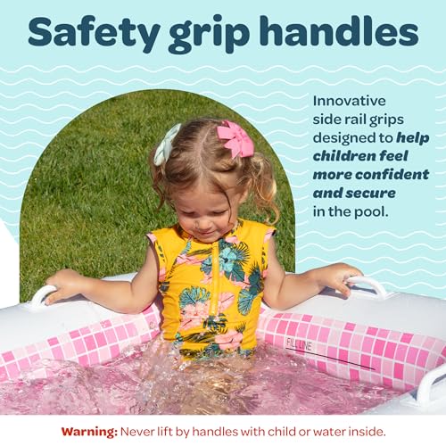 GRIP A POOL 2-in-1 Inflatable Kiddie Pool, 65"x39"x10" (5'5") Soft Cushioned Floor, Handles, Drain, Shallow Rectangular Blowup Swimming Pool for Kids Age 2+ Toddler Ball Pit, Small Adult Backyard Tanning Pool - Image 3