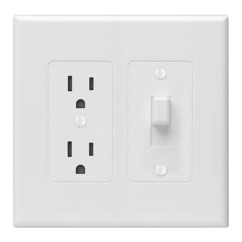 TayMac 2772W MASQUE White 2Gang Decorator Electrical Outlet Cover Toggle Switch Wall Plate Replaces Old Wall Plate for Electric Outlet Home Improvement Essential