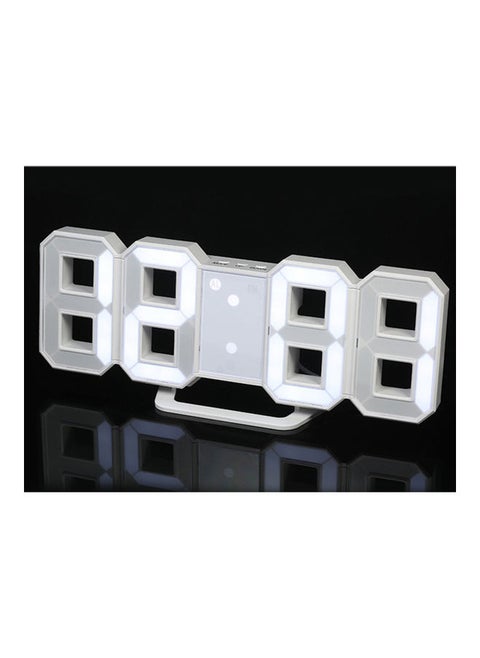 Modern Digital LED Wall Clock Table Desk Night Electric Alarm Watch Multi-Functional 24 or 12 Hour Display White 22*22*22cm