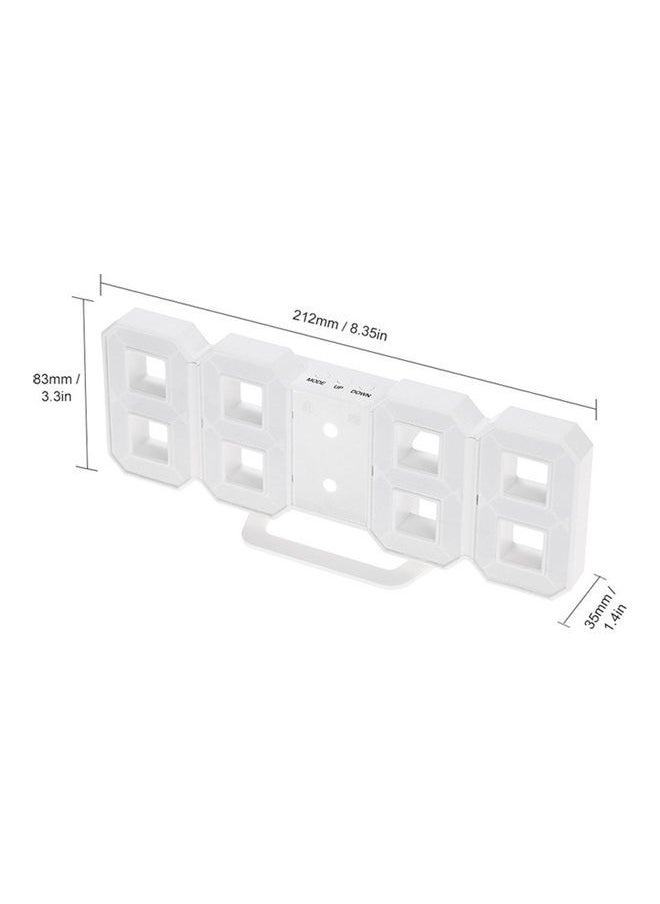 نيبمينينت ساعة حائط LED رقمية وعصرية متعددة الوظائف مزودة بمنبه وساعة كهربائيّة بإضاءة وشاشة عرض بنظام توقيت 24 أو 12 ساعة. أبيض 22*22*22سم  - Image 3