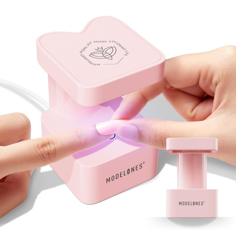 modelones Mini UV Light for Gel Nails, Small Cure Lamp, Flash Cure for Gel x Nails, LED Portable USB for Fast Curing, Pink - Image 1