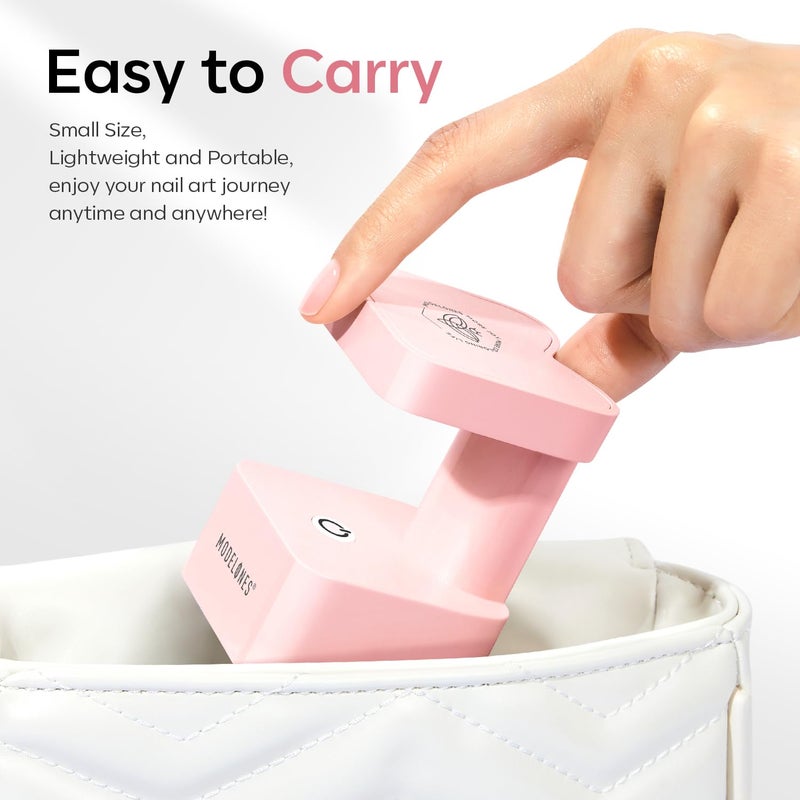 modelones Mini UV Light for Gel Nails, Small Cure Lamp, Flash Cure for Gel x Nails, LED Portable USB for Fast Curing, Pink - Image 5