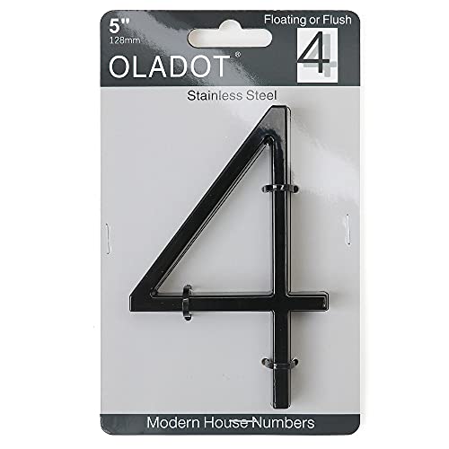 OLADOT 5" Stainless Steel Floating House Number, Metal Modern House Numbers, Garden Door Mailbox Decor Number with Nail Kit, Coated Black, 911 Visibility Signage (4) - Image 2
