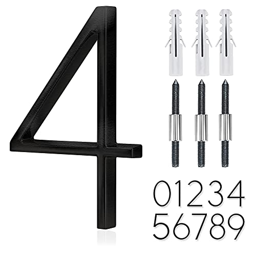 OLADOT 5" Stainless Steel Floating House Number, Metal Modern House Numbers, Garden Door Mailbox Decor Number with Nail Kit, Coated Black, 911 Visibility Signage (4) - Image 1