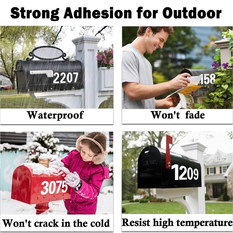 lofrcin Mailbox Numbers, 5 Sets 4 Inch Mailbox Numbers for Outside, Modern Number Mailbox Stickers with Sticky Tabs for Easy Backing Peeling - Image 5