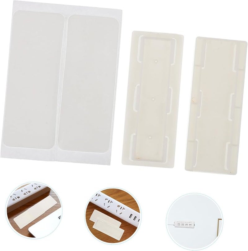 6pcs White Self Adhesive Wall Mount Power Strip Organizer Plug Hook Fixator - Image 4
