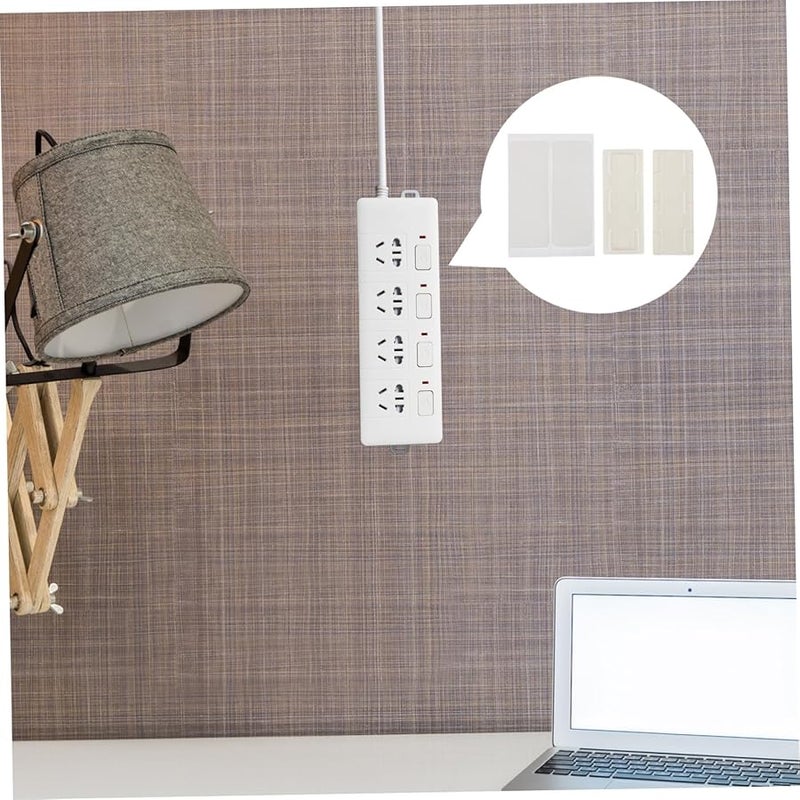 6pcs White Self Adhesive Wall Mount Power Strip Organizer Plug Hook Fixator - Image 3
