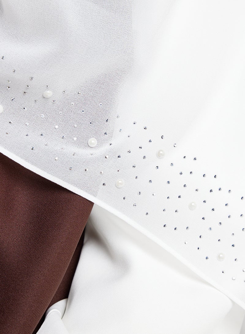 Khizana Pearl Embellished Long Hijab Scarf - Image 4