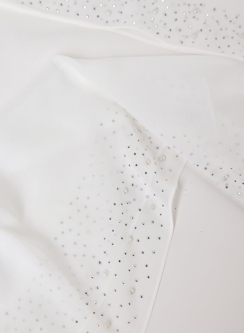 Khizana Pearl Embellished Long Hijab Scarf - Image 2