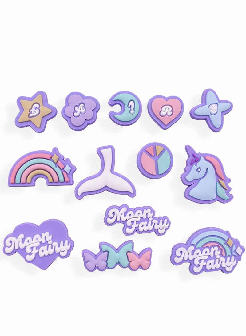 Shoe Charms Crocs Cartoon Unicorn Letter Croc Decoration for Crocs Shoes, PVC ​Charms Bracelet Wristband for Men Women Kids Girl Boy, Buckle Party Favors Birthday Gifts Nurse Charm 62 PCS - Image 2