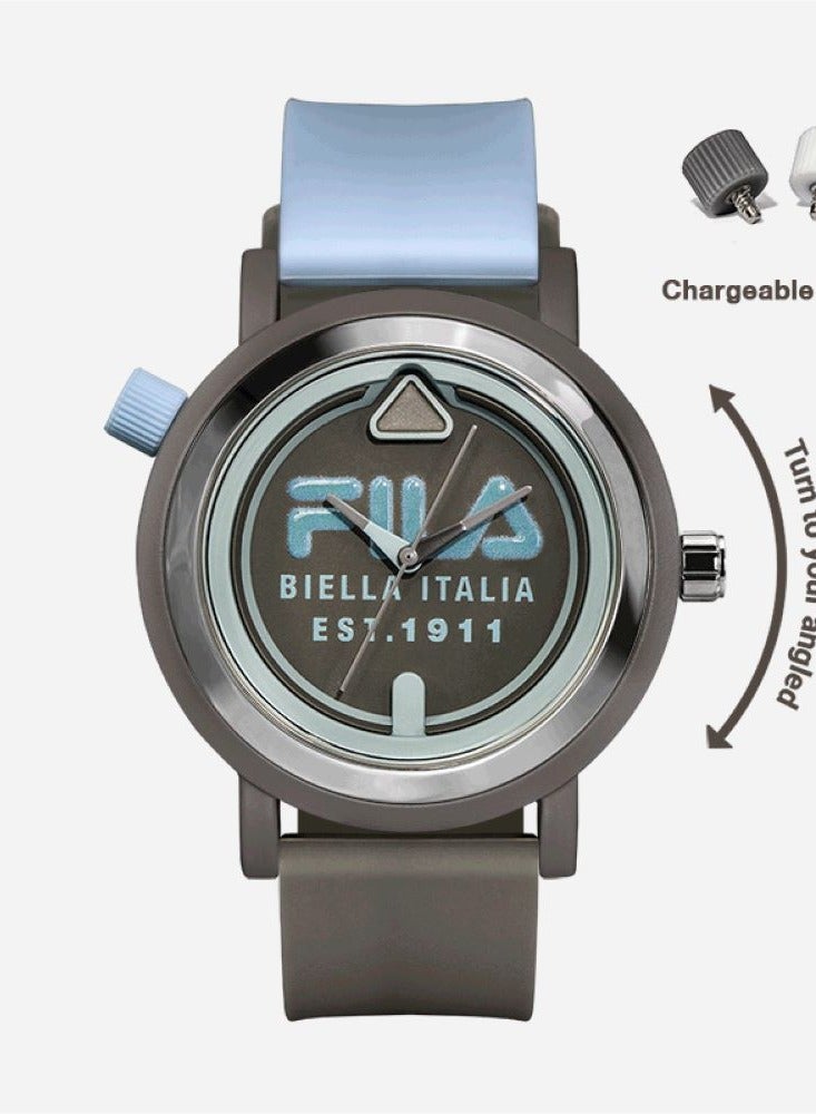 FILA ADULT UNISEX ANALOGUE WATCH ALLOY CASE BLUE GRAY SILICONE STRAP, 38-341-005 - Image 1