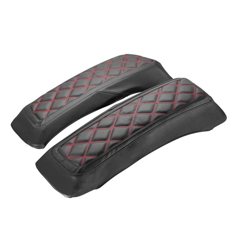 Mofun Saddlebag Lid Covers Microfiber Leather Bags Cover Compatible with Harley Touring Street Road Electra Glide Road King 19932013 Red Square - Image 2