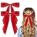 cobee 2 Pcs Red Hair Bow, Bow for Hair Satin Bows Hair Ties, Large Double Satin Ribbon Hair Clips Red Accessories for Holiday Party Women Girls Ponytail Holder - Image 2