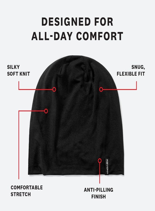 Revony Summer T-Shirt Beanie for Men & Women - Soft Modal - Slouchy Style Black - Image 5