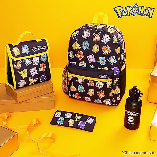Pokemon Backpack Set 4 Pcs for Kids with Backpack Water Bottle Pencil Case Lunch Bag or Wallet Anime School Supplies Gifts (Black/Multi) - Image 2
