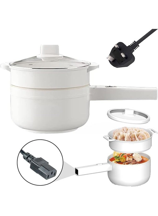 Arabest 2L Electric Hot Pot with Steamer & Temperature Control, Non-Stick Electric Cooker Shabu Shabu, Electric Skillet, Frying Pan, Electric Saucepan, for Noodles, Egg, Steak, Oatmeal and Soup  - Image 1